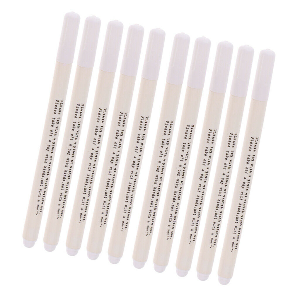10Pcs White Water Erasable Washable Pen Fabric Marker Sewing Pen Soluble Pen