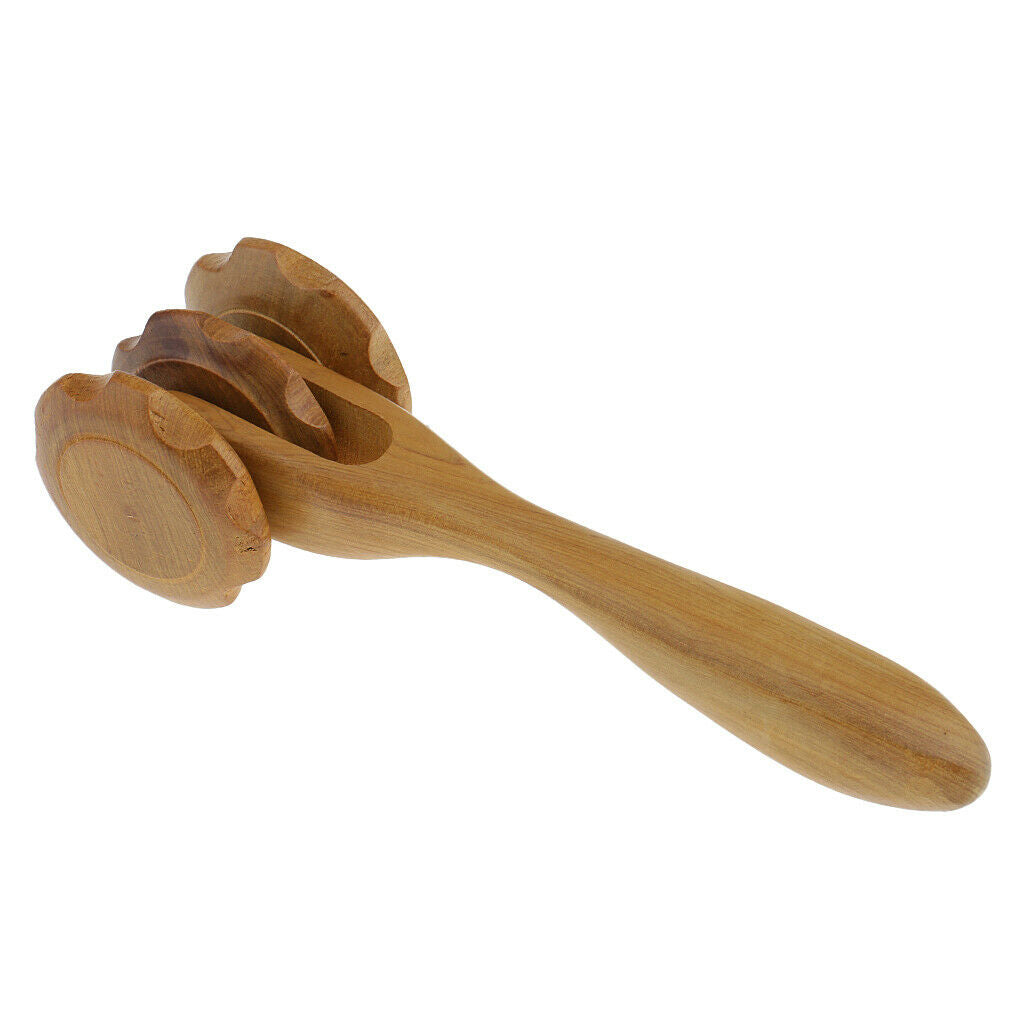 Handmade Wooden Massager With Easy Grip Handle, Acupressure Massager Roller,