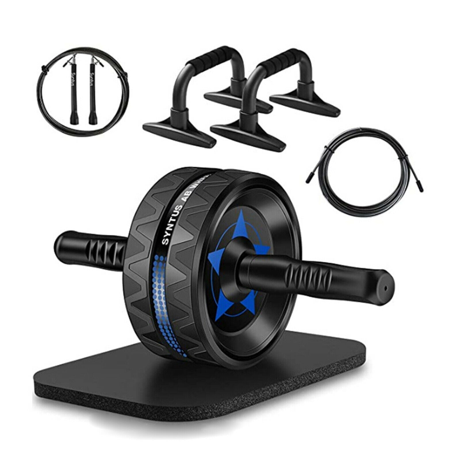 Ab Roller Wheel 5-in-1 w / knee pad, resistance bands, push up bars, jump rope