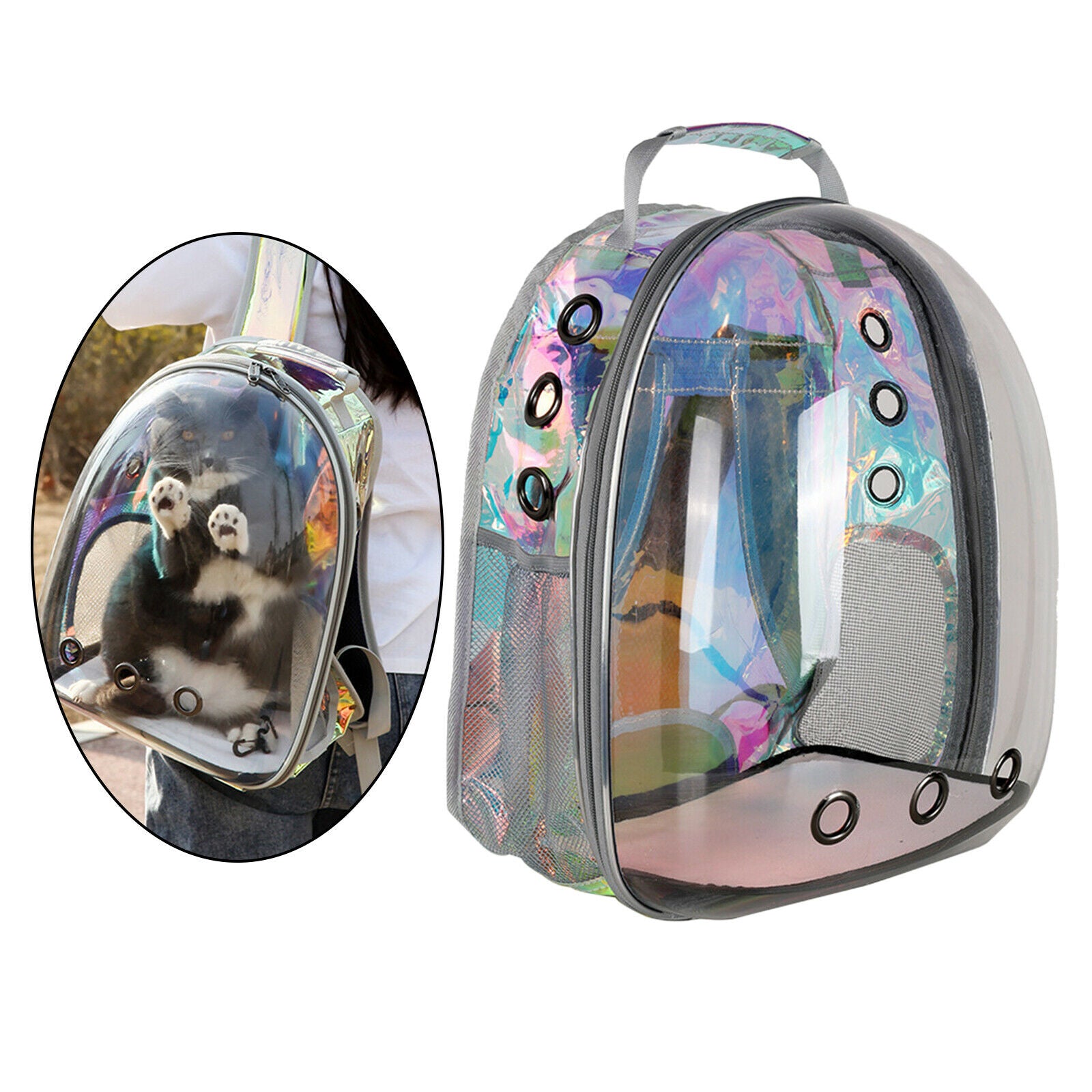 Cat Dog Puppy Carrier Breathable Ventilated Clear Capsule Backpack Carry Bag
