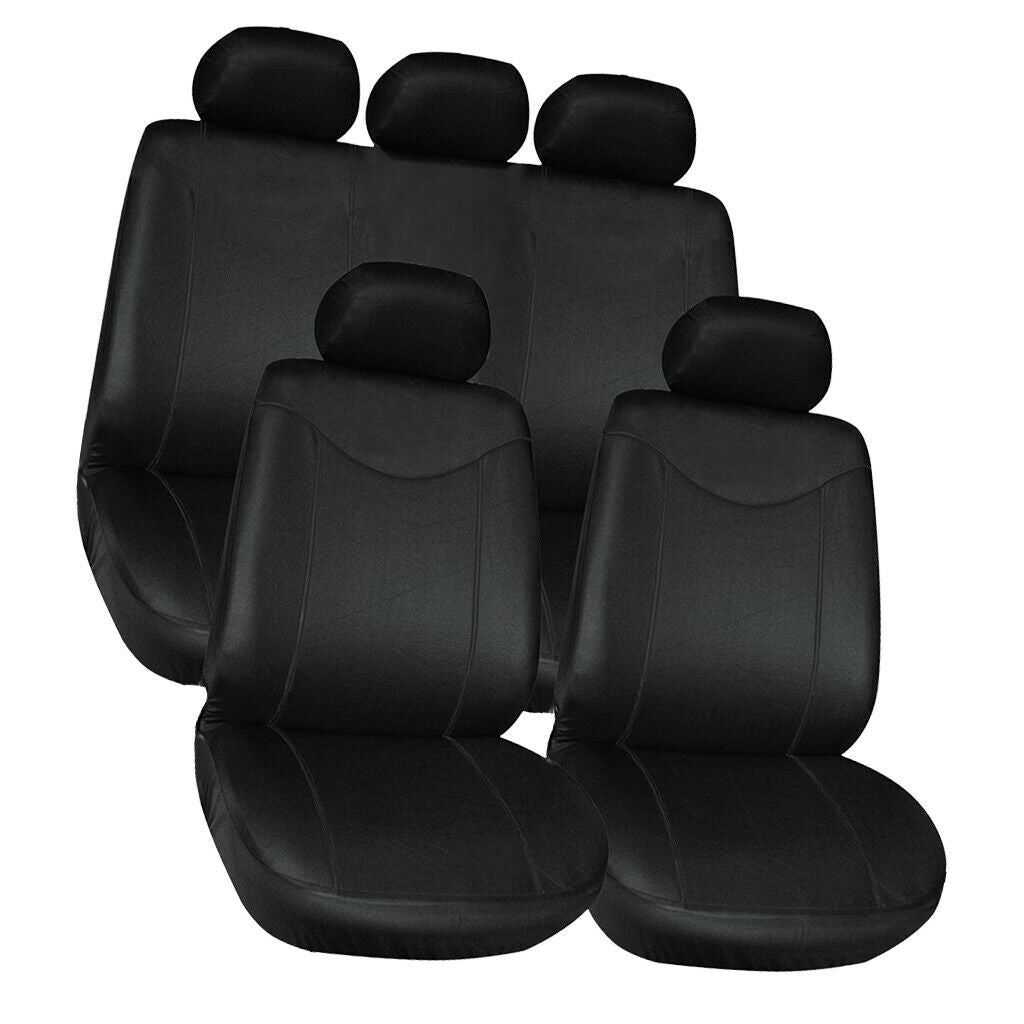 Car Seat Covers Black Complete Full Set 9pcs For Auto Vehicle Upholstery