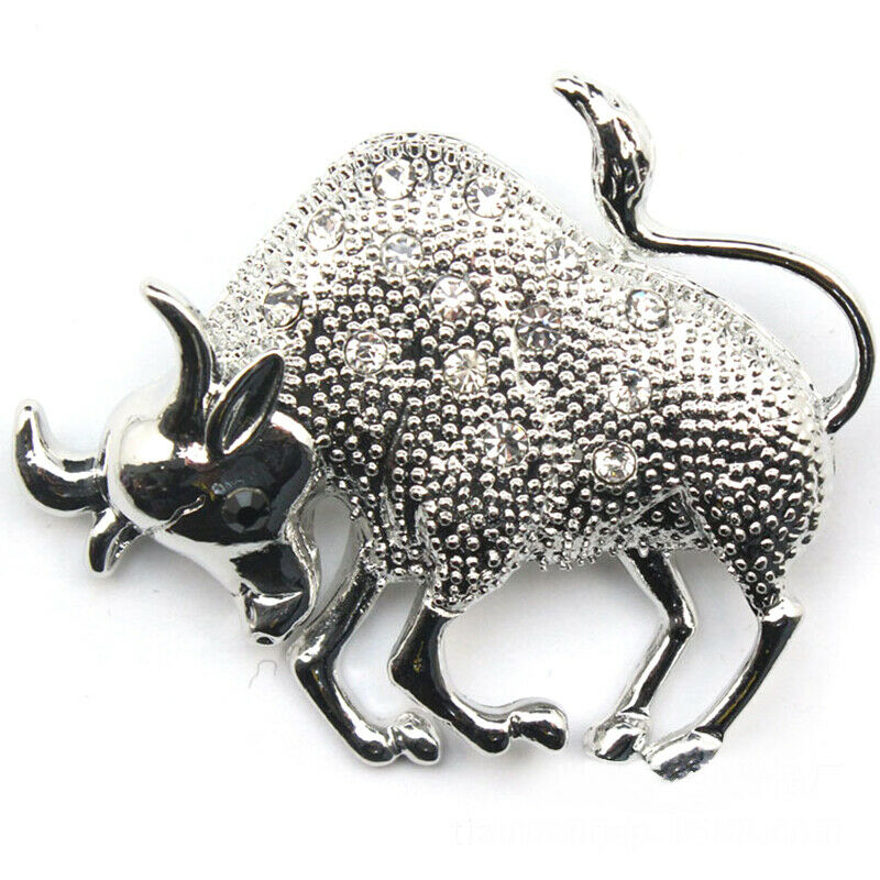 Cattle Brooch Jewelry Rhinestone Crystal Bull Cow Animal Brooches Metal P.l8