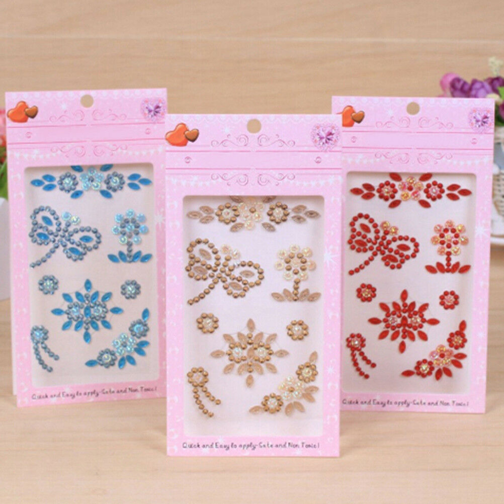 2x Random Self Adhesive Glitter Rhinestone Crystal Stickers Diamond Gem De.l8