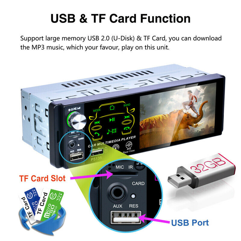 Car 4.1 inch Single Din Touch Screen MP5 Car Single Set MP3 Music Player BT FM