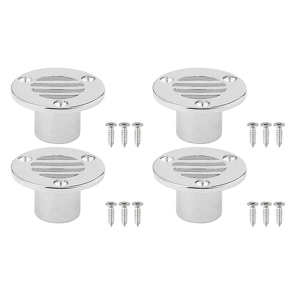 4pcs Deck Floor Drain with Screws 316 Stainless Steel Boat Yacht 7/8in