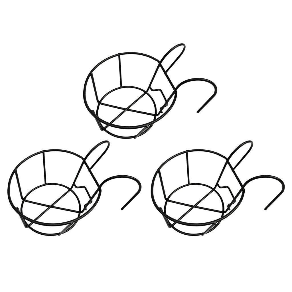 3Pcs Metal Hanging Basket Balcony Flower Pot Holder Shelf Patio Porch Fence
