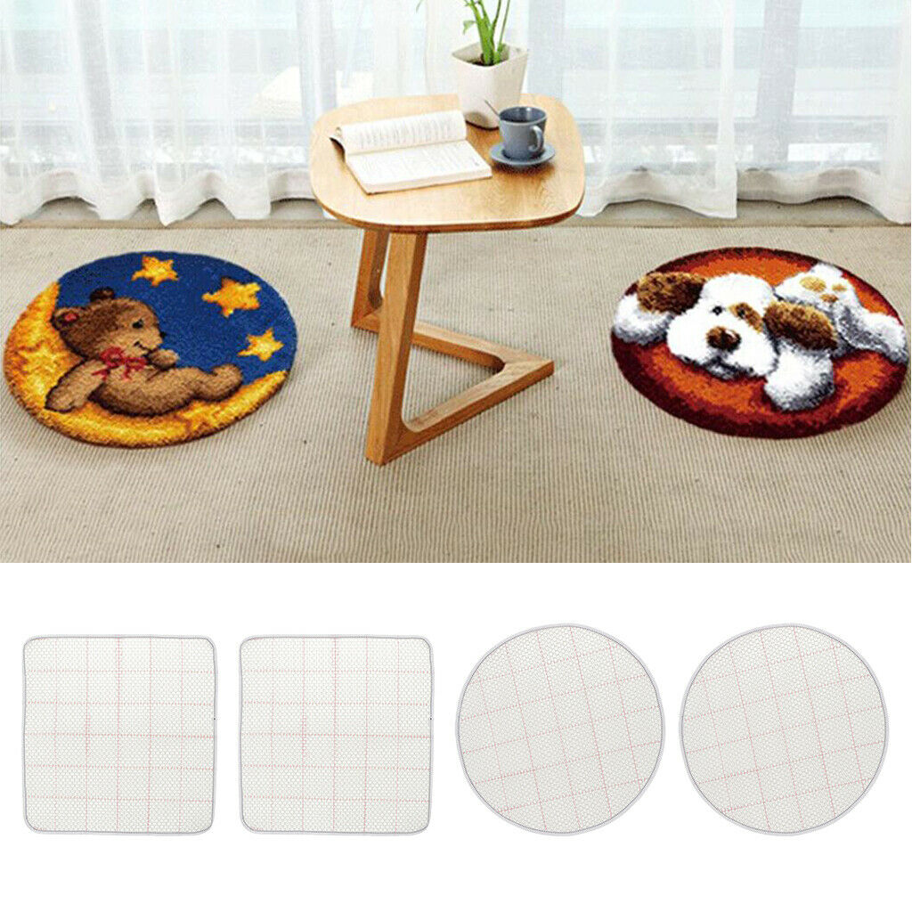 4 Pieces Latch Hook Rug Kit Mat Canvas Rug DIY Making Home Decor 38x38cm