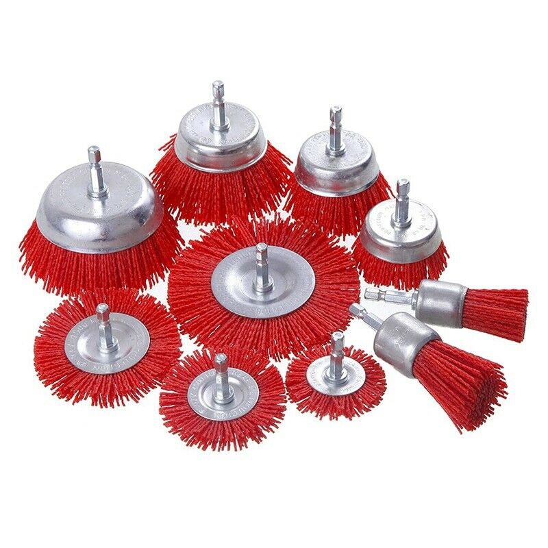 10 Pack Nylon Filament Abrasive Wire Brush Wheel & Cup Brush Set with 1/4 InchS7
