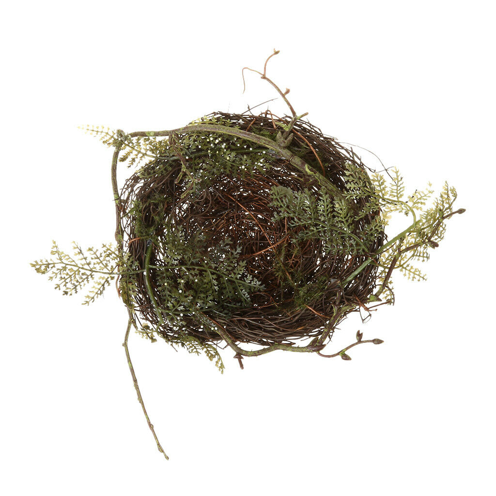 Bird Nest House Home 2Pcs Artificial Birds 5pcs White Eggs set Garden Decor