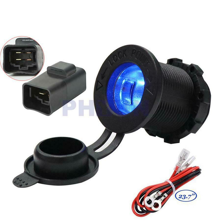 Motorcycle Blue LED Cigarette Lighter +12V Relay+60cm Cable For Kawasaki Versys