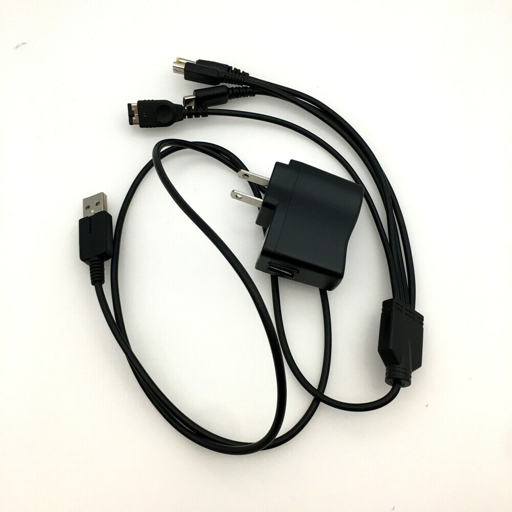 US Adapter 4 in 1 Charger USB Cable Game Charging for NDSL NDSi 3ds PSP GBA SP