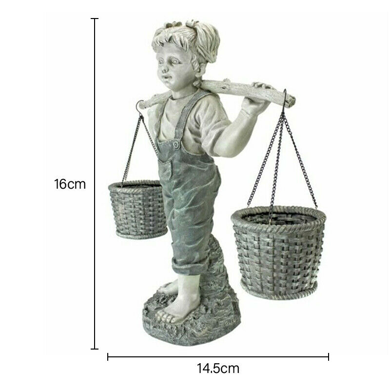 Flowers for Felicity Little Girl Garden Statue Two Tone Stone Garden StatuesBDA