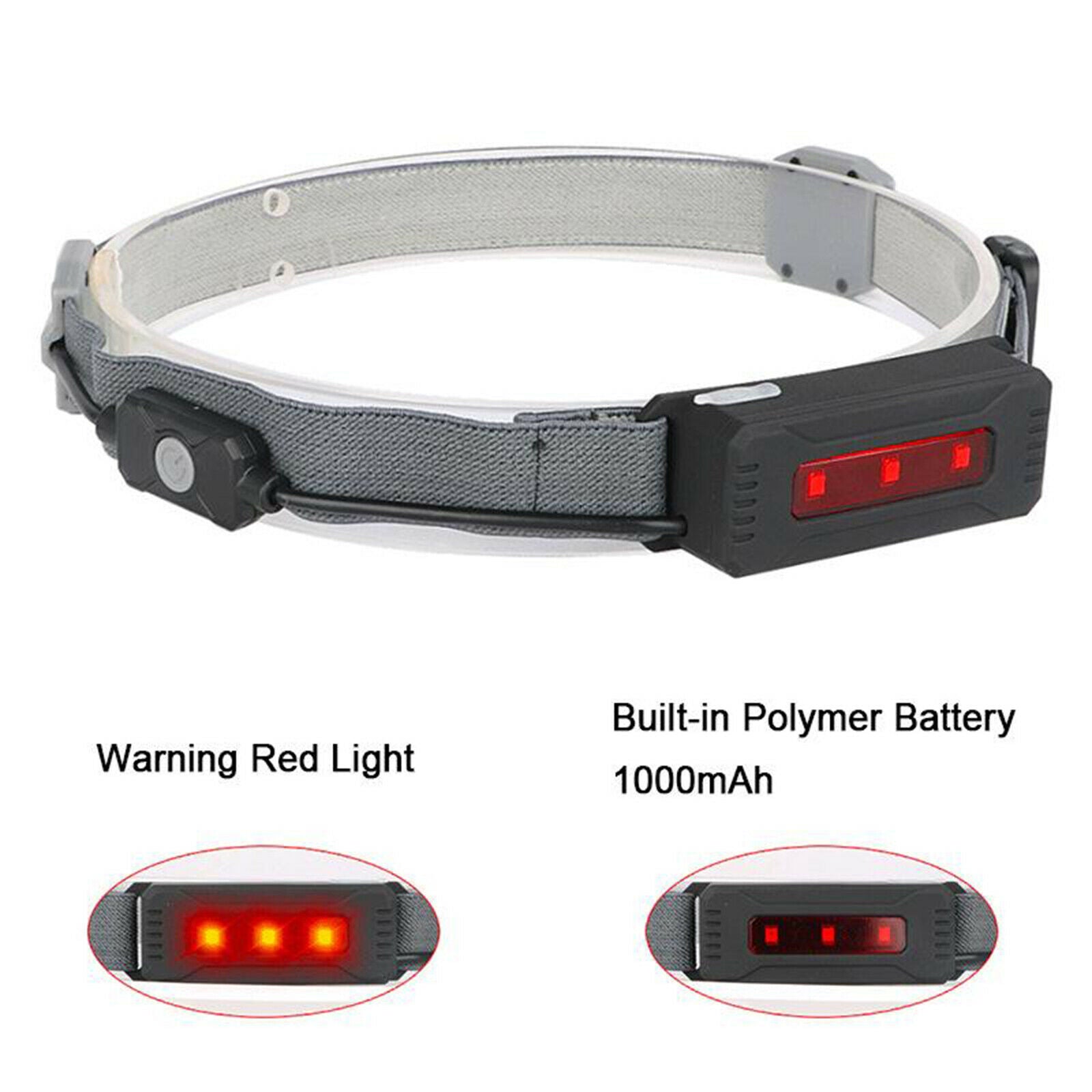 Elastic Headlamp Strap Camping LED USB Rechargeable Headlight Head Lamp