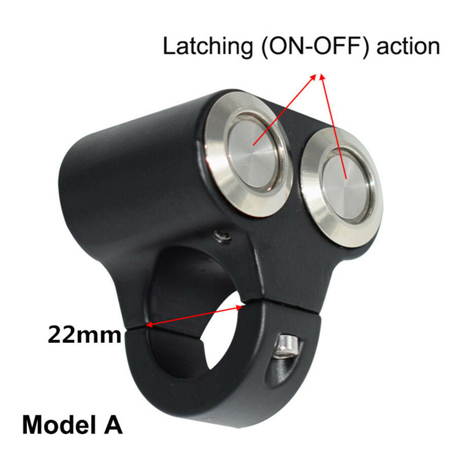 Motorcycle Handlebar Switch Headlight Hazard Fog Light ON/OFF Blue LED Aluminum