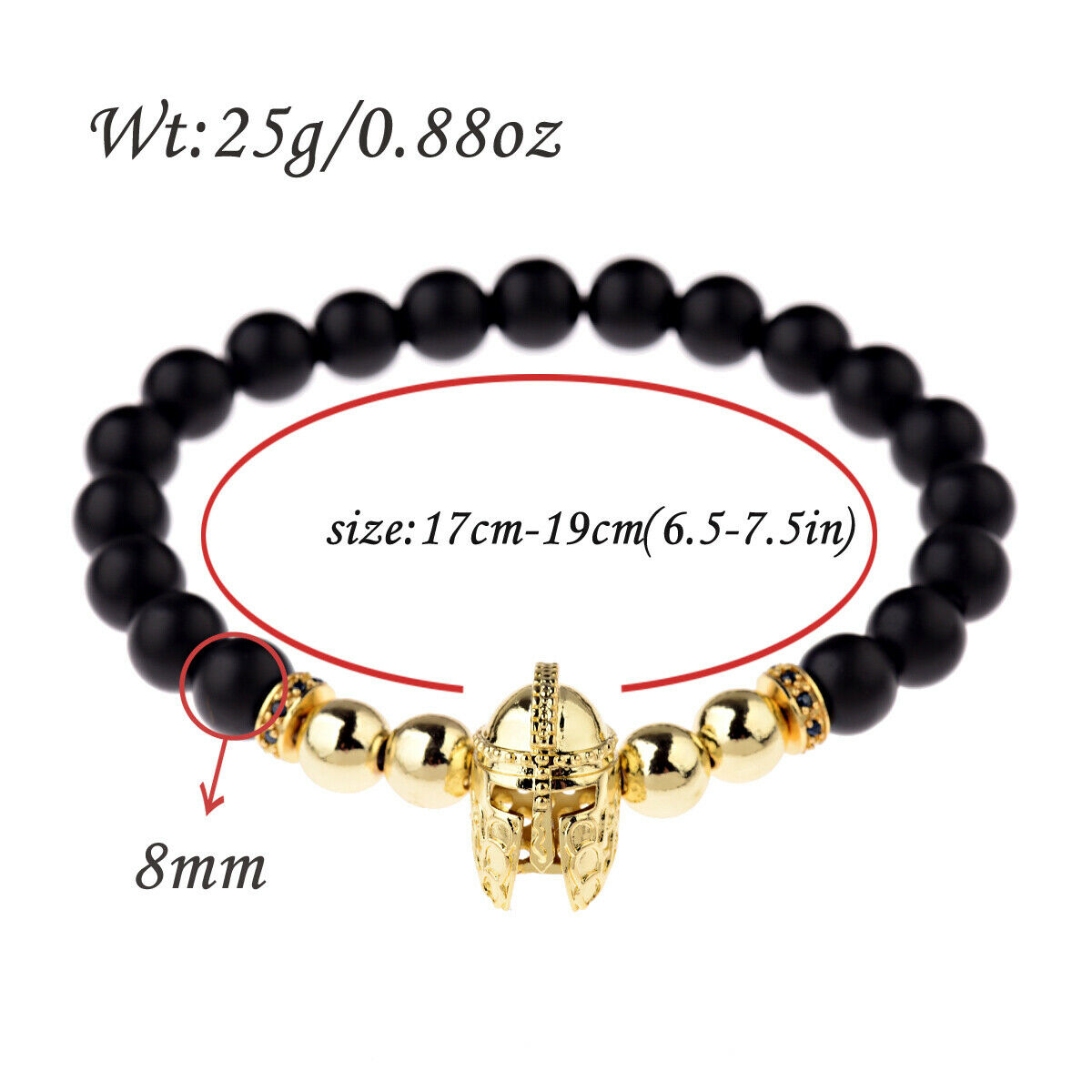 HOT Fashion Charm Bracelet Men Spartan Warrior Helmet Lava Stone Beaded Bracelet