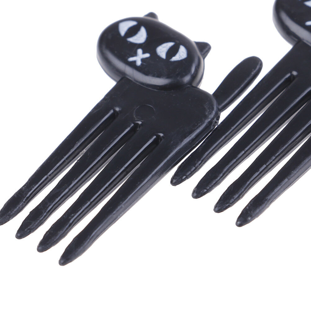 6Pcs black cat fruit fork cute toothpick gadgets kitten dessert decoratio.l8