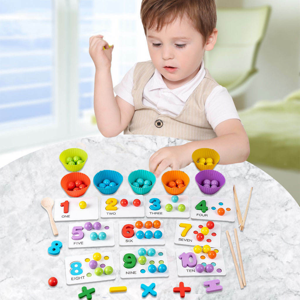 Clip Bead Hands Brain Training Wooden Digital Durable for Activities Toddler
