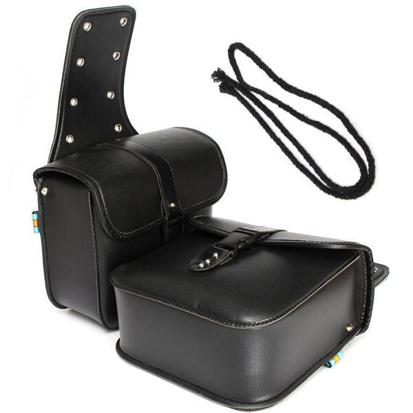 2PCS Motorcycle PU Leather Saddle Bags Storage Tool Pouch Waterproof  Handy