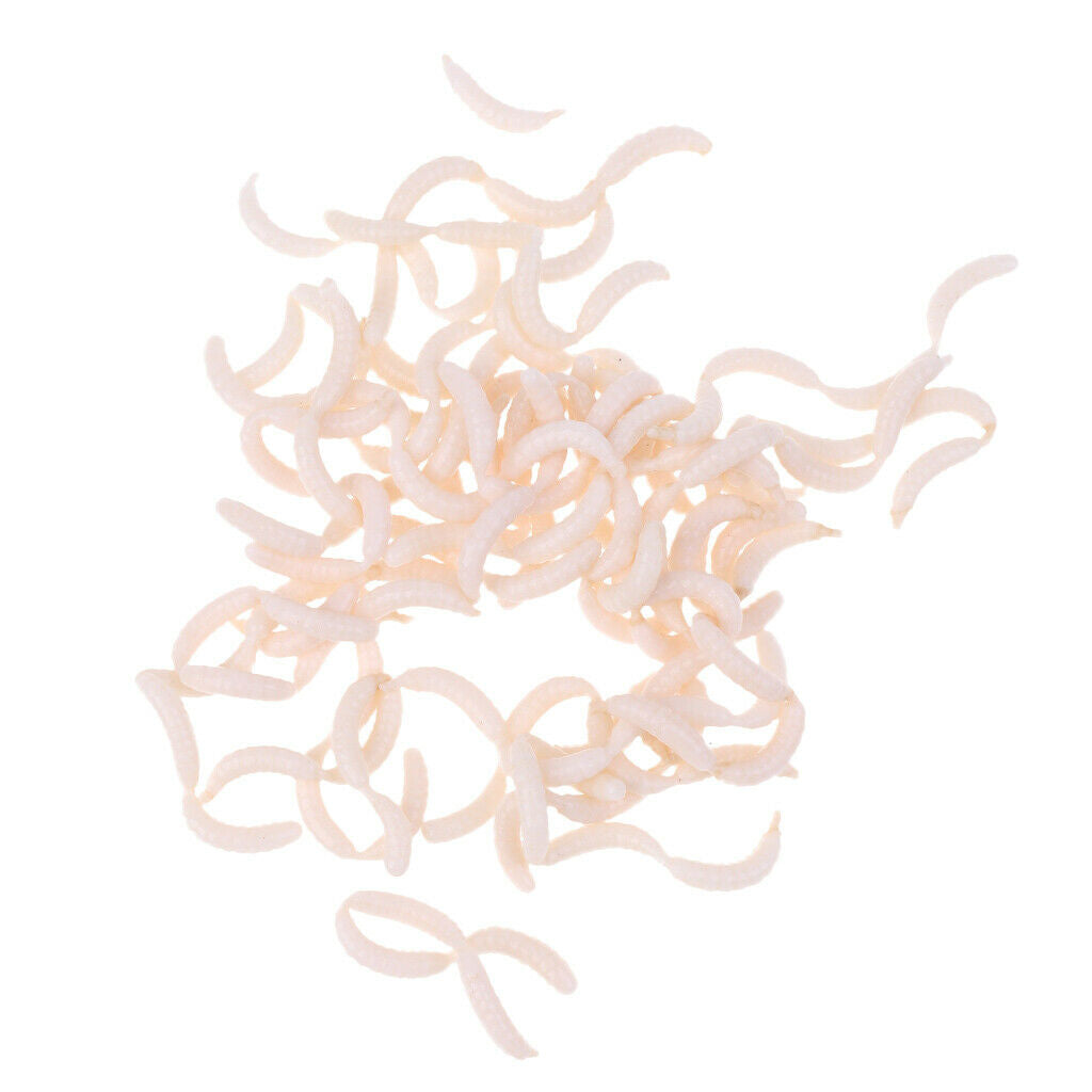 120Pcs/Box White Fishing Maggots Soft Worms Lures Strong Fishy Fishing Baits