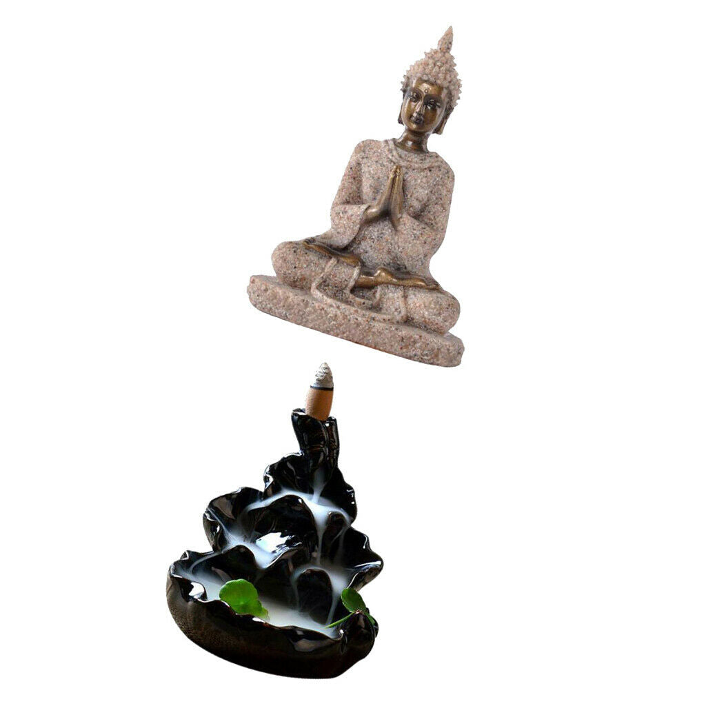 Glaze Ceramic Incense Burner Smoke Cone Stove Satanic Home Decor +Buddha