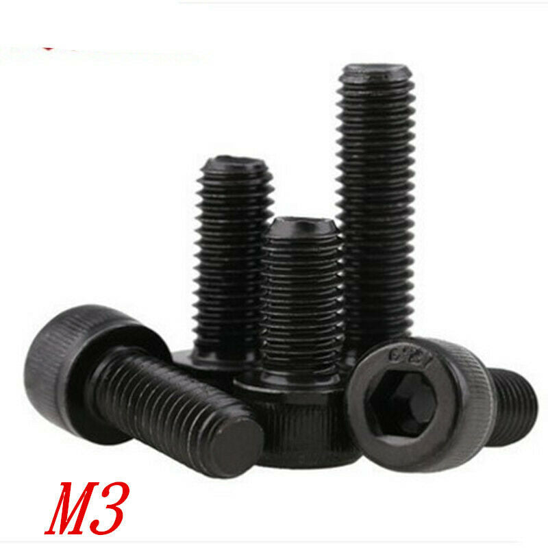 M3 Black Carbon Steel Allen Hex Socket Cap Head Screw Bolt Grade 12.9