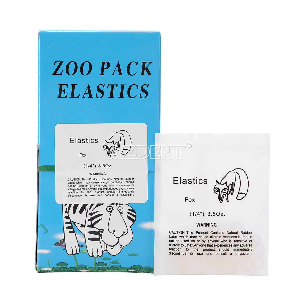 Dental Ortho Zoo Pack Elastics latex Rubber Bands 3.5 OZ 1/4 Fox 5000pcs/box