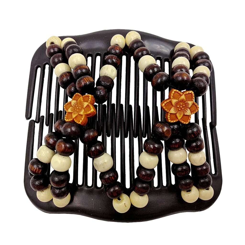 Fashion Magic Double Beaded Hair Comb Flower Bead Hair Accessories for Women