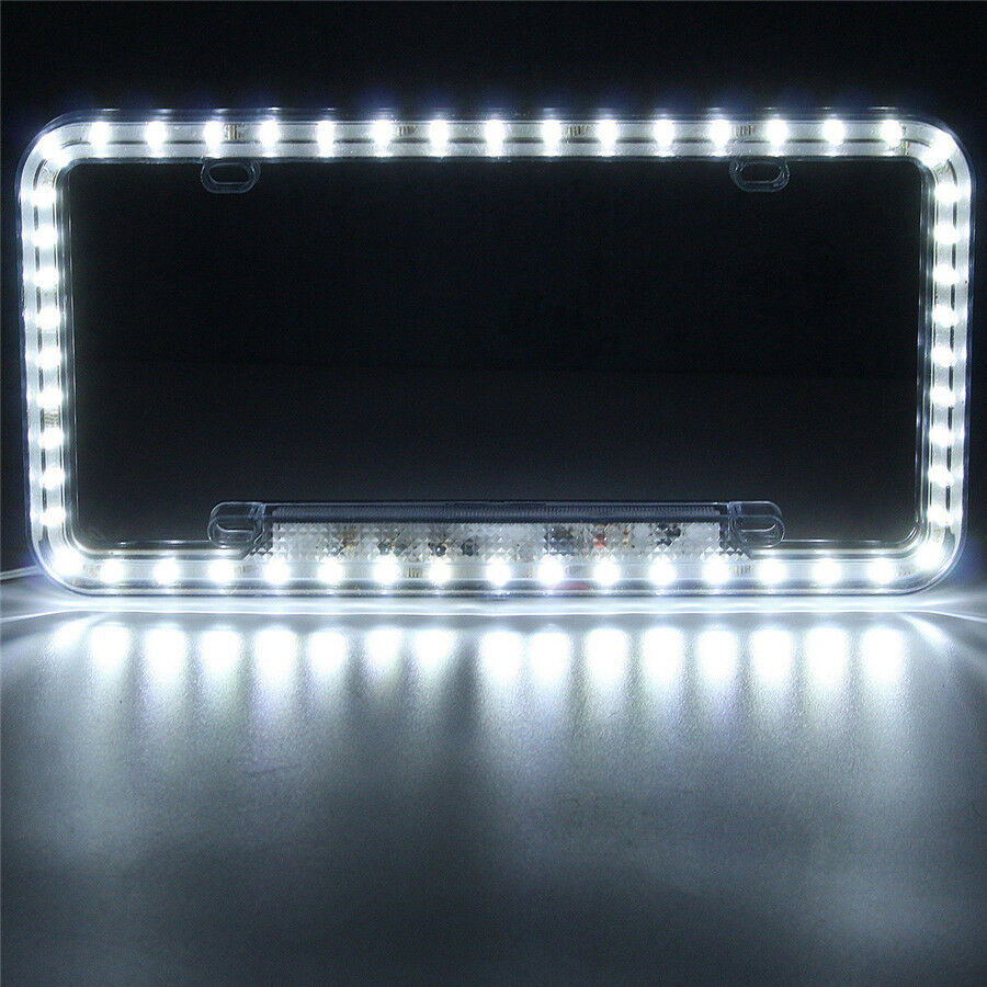 Universal 54 LED 12V Lighting Acrylic Plastic Car License Plate Cover Frame Kit