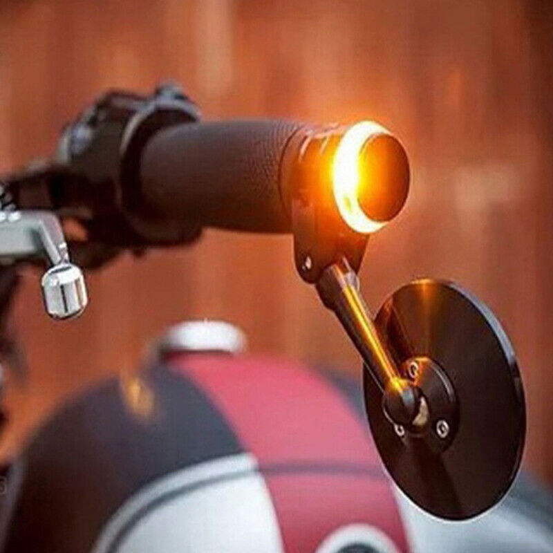 1 Pc LED Motorcycle Handlebar End Turn Signal Light Yellow Indicator FlasWGFSFBD