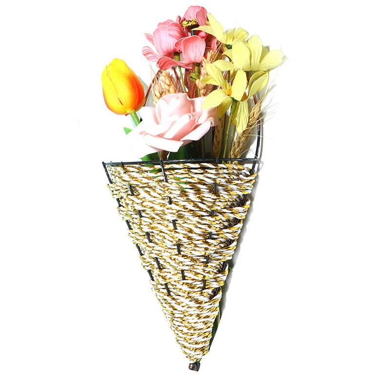 Wall-Mounted Rattan Interior Hanging Basket Planter Plant Pot Flower Holder Pb