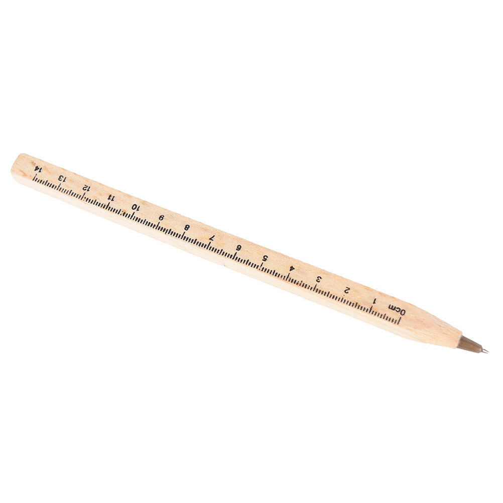 1x Handmade wooden ruler design manual ballpoint pen DIY multifunction newest BD
