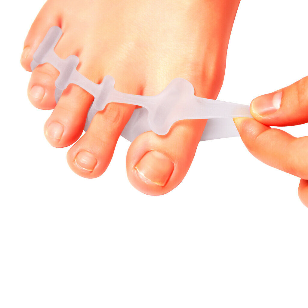 1 Pair Elastic Silicone Gel Toe Hallux Valgus Separators Straighteners White