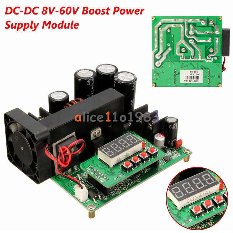 DC-DC BST900W CNC Boost Converter 8-60V Step-up 10-120V Solar Charging CVCC New