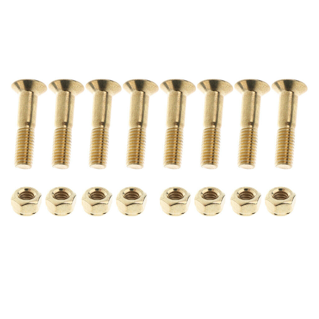 8Pcs/Set Skateboard 25mm Screws Bolts with Nuts Set Replacement Part, Golden