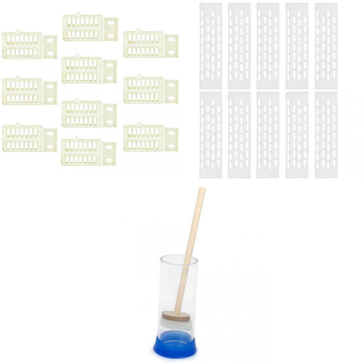 10pcs Bee Queen Cages + 10pcs Excluder Grid Tool  + Queen Marking Cage w Plunger