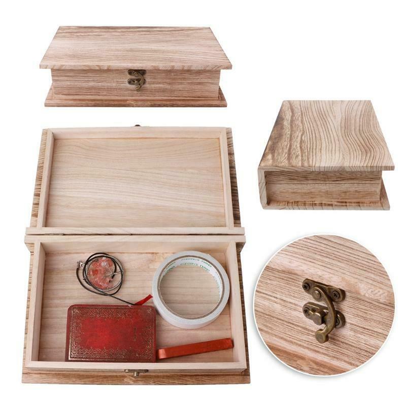 Wooden Hinged Lockable Box Jewellery Storage Case Crfats Sundries Organizer