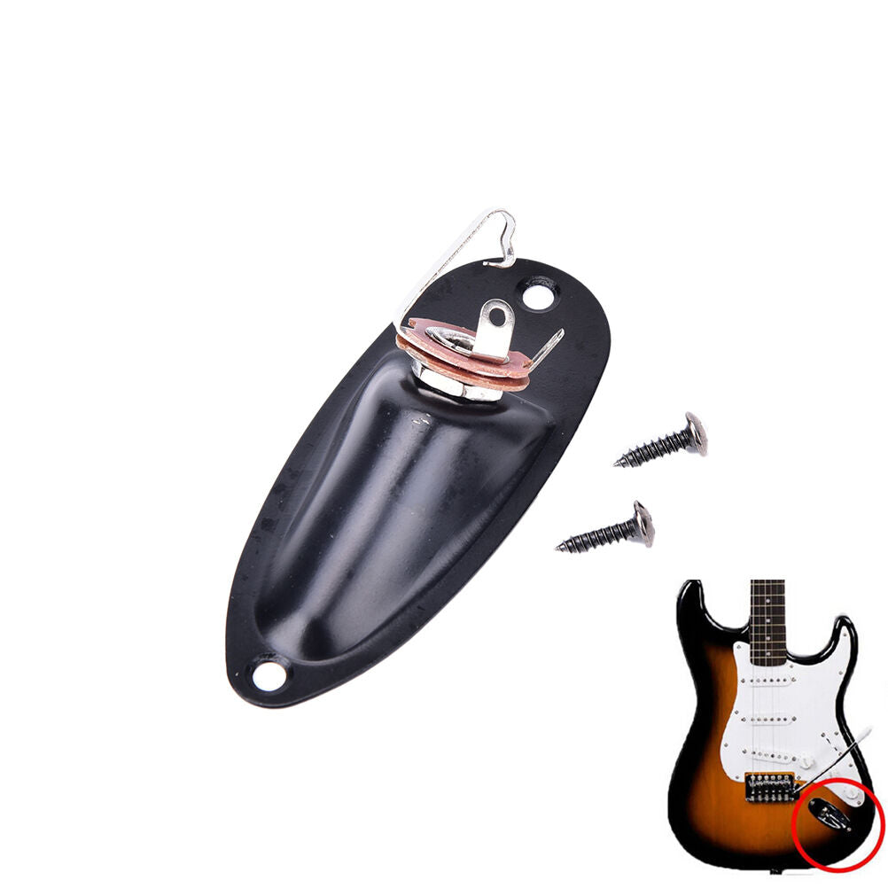 Black Boat Input Output Jack Plate Socket With Screws for Fender Strat Guitar DD