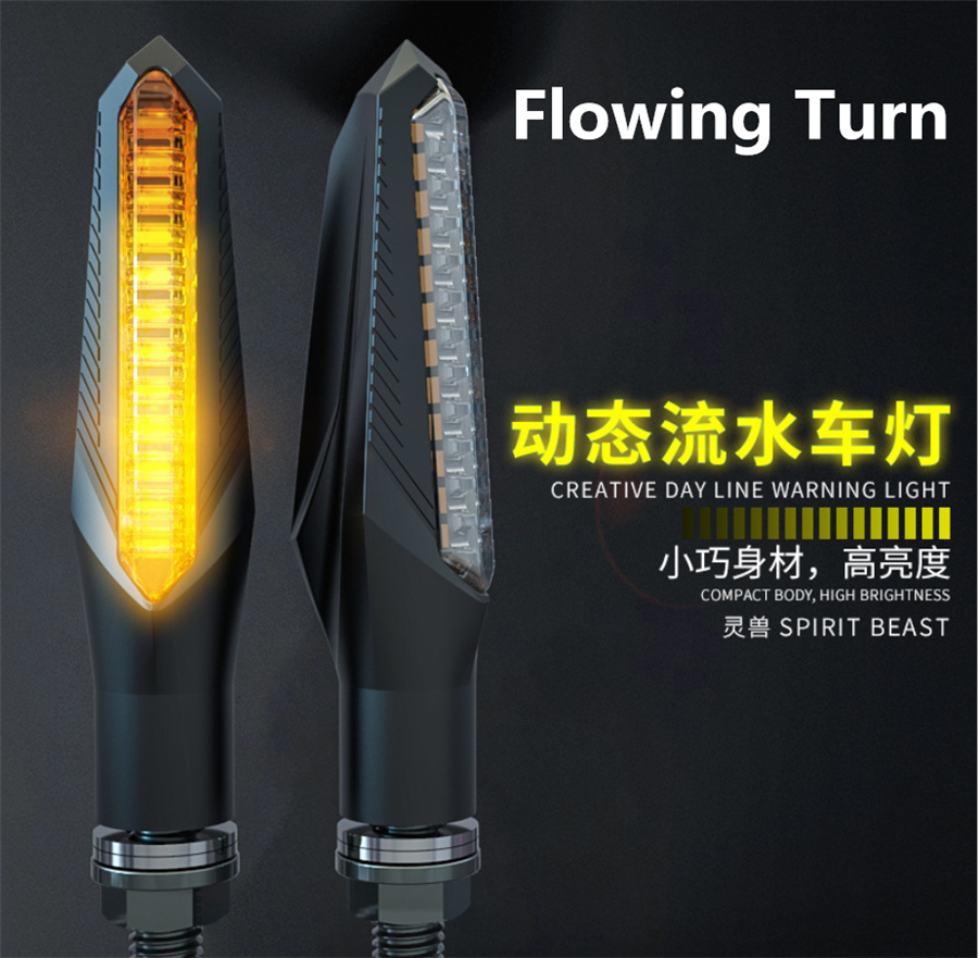 2pc Amber Flowing Universal Motorcycle Motorbike LED Turn Signal Indicator Light