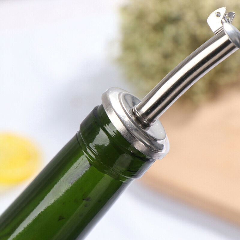 Stainless Steel Oil Stopper Wine Pourer Double Cover Nozzle Kitchen Bar T.l8