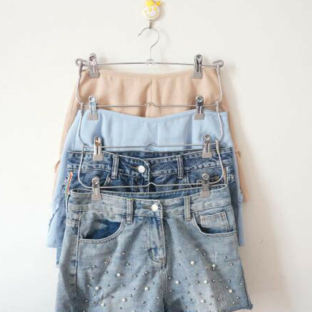 4 Tier Skirt Hangers Pants Hangers Closet Organizer Fold Up Hangers Gray