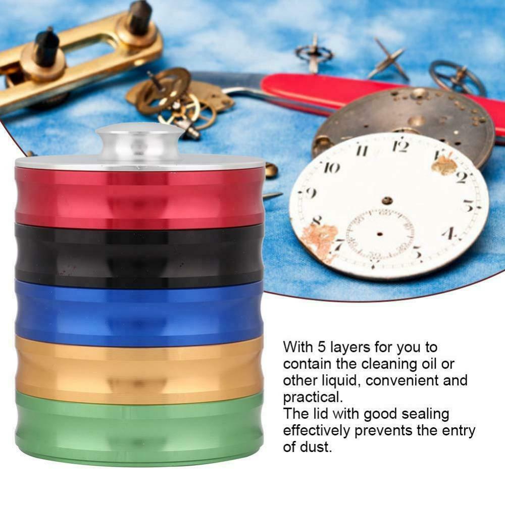 5x Watch Clean Cylinder Cup Container Oil Cleaning Wash Tool Watch Repairing