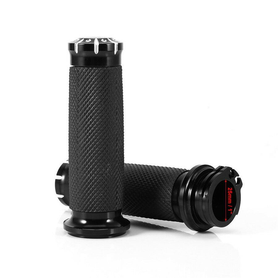 Pair 1" Motorcycle Handlebar End Hand Grips For Kawasaki Cruiser Chopper