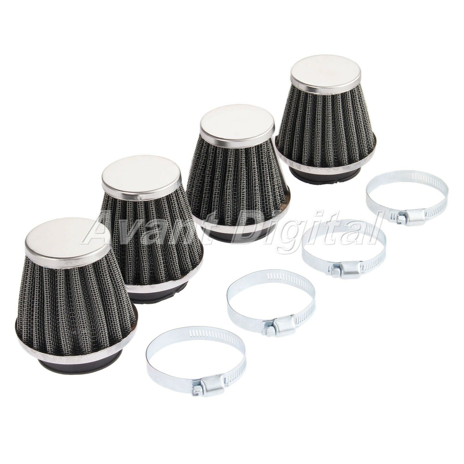 4PCS Motorcycle Inside diameter 42mm Air Intake Filter Cleaner Dual layer steel