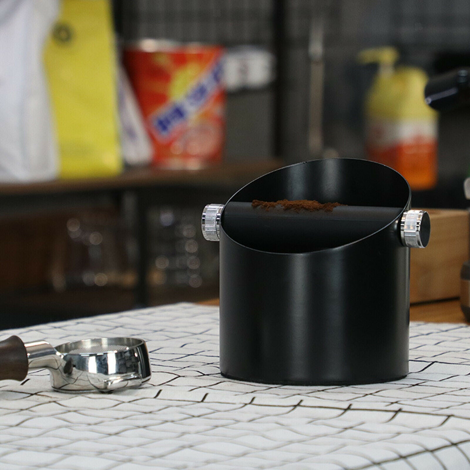 Black Coffee Knock Box Grinds Waste Bucket Shop Kitchen Office Bar Barista