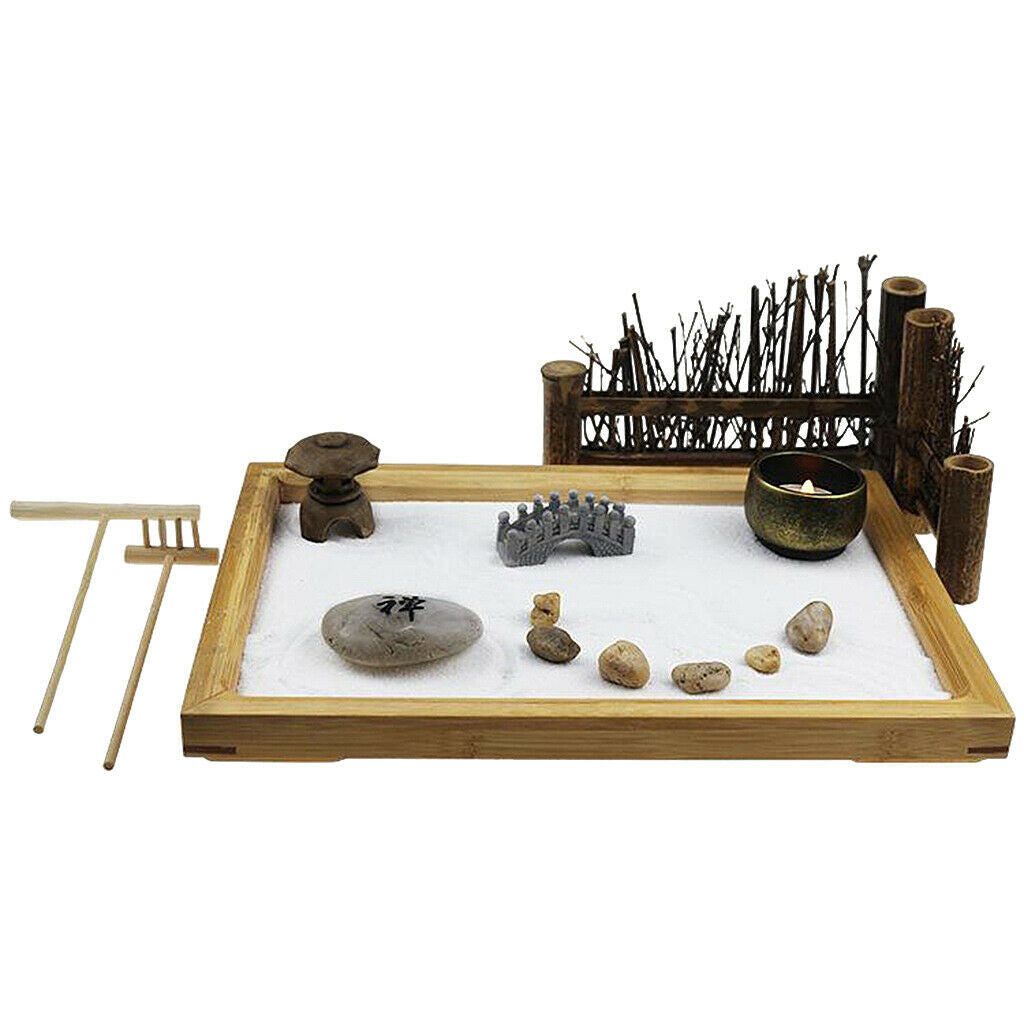 Zen Garden Sandbox Zen Sand Tray Relaxion Housewarming Gifts for Desktops