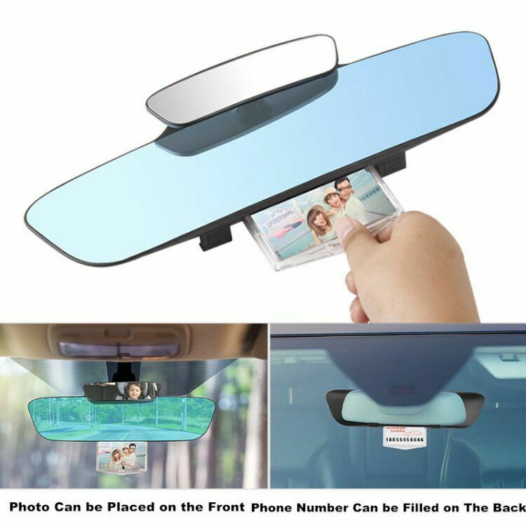 3IN1 Car 330mm Wide Convex Curve Interior Clip On Rear View Mirror Extender Kit