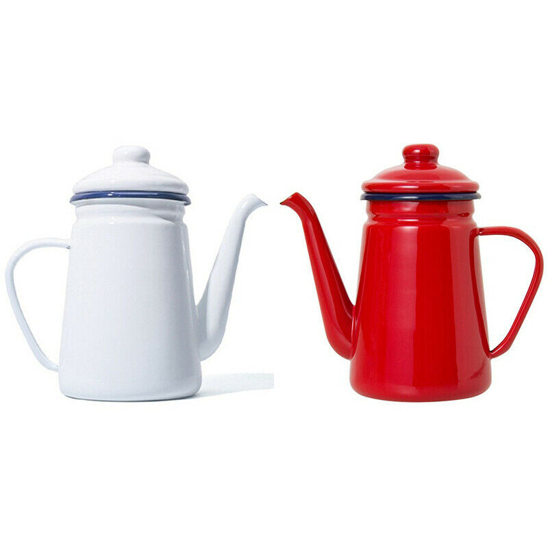 1.1L High-Grade Enamel Coffee Pot Pour over Milk Water Jug Pitcher Barista TeaM1
