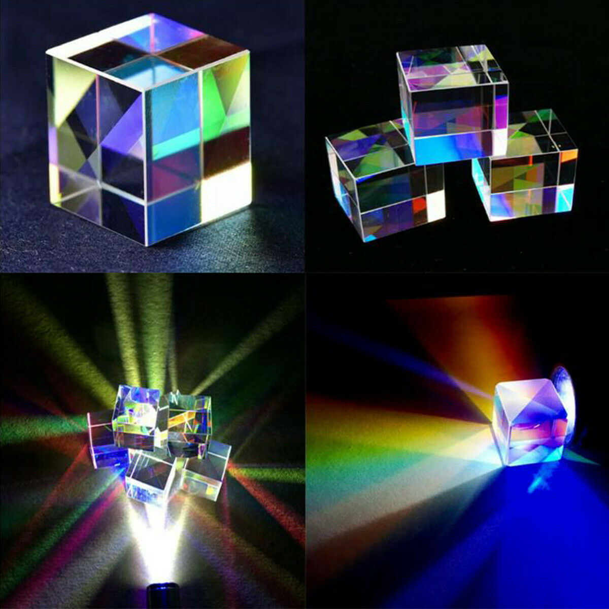 3pcs Optical Glass X-cube Dichroic Cube Prism RGB Combiner Splitter Gift
