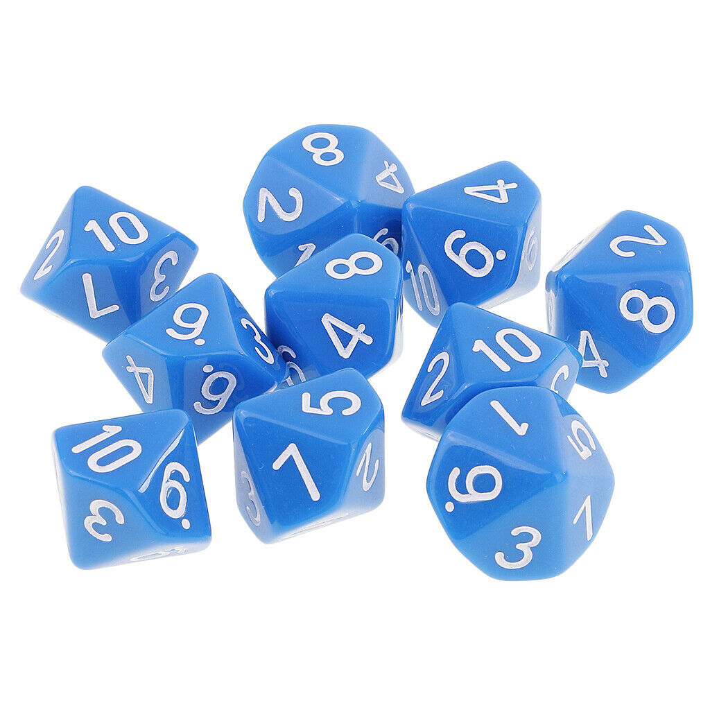 10 Pieces Dice Polyhedral Dices Accessory Party Fun Toys Table Gift New Blue