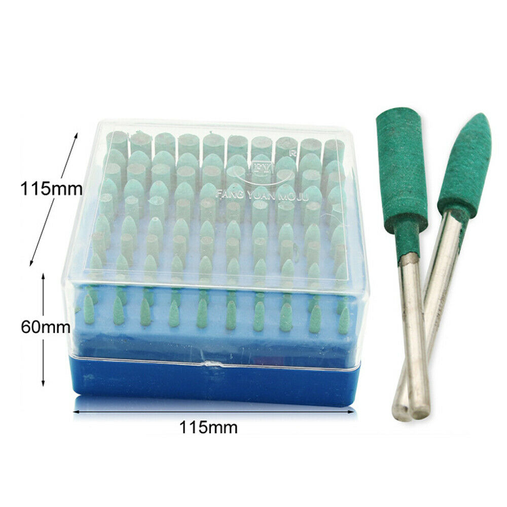 100pcs Shank Rubber Head Abrasive Grinding Mounted Point Polishing Rotary Tools